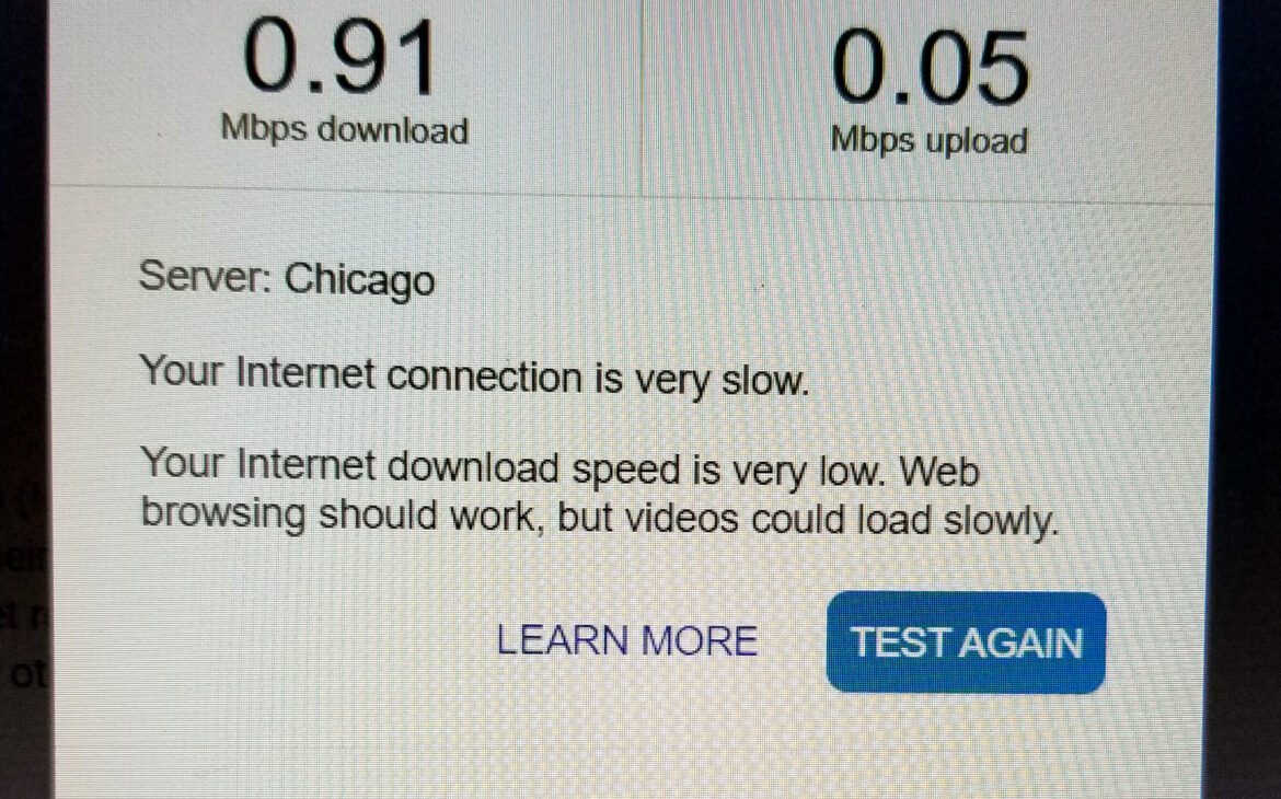 Slow internet speed at Ephraim Shores Resort