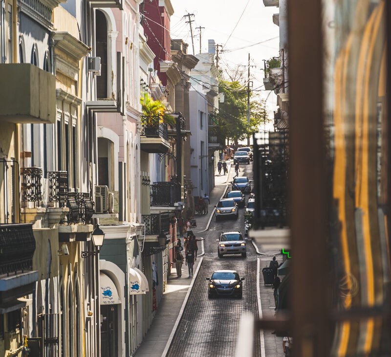 Narrow street in old San Juan Puerto Rico© Joel Hartz