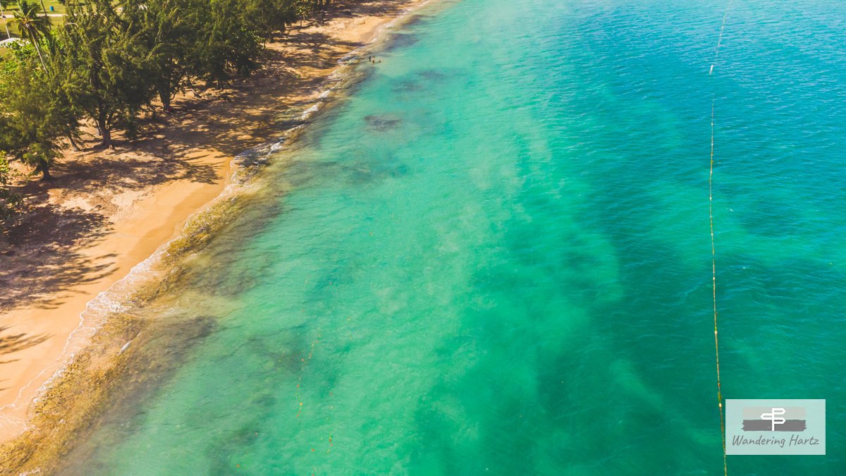 Swimming area at Seven Seas Beach, Fajardo Puerto Rico from above © Joel Hartz