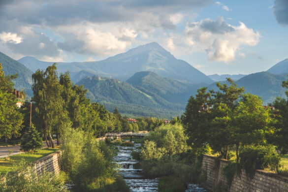 view of pirin mountains in background and river