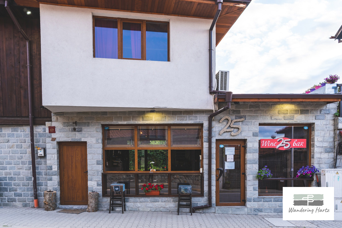 exterior of wine bar25 in bansko bulgaria on clear day