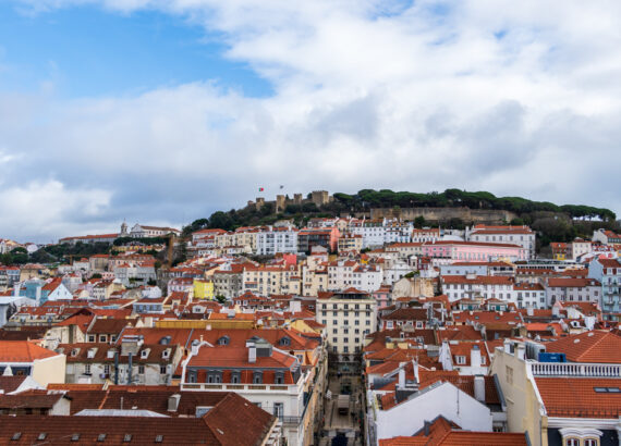 View of lisbon from View of the from the Elevador de Santa