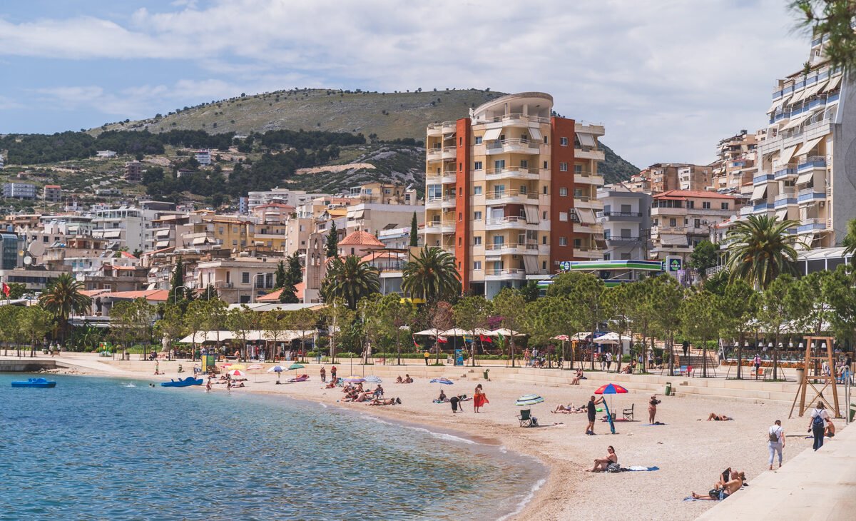 Saranda beach in the spring on lovely day