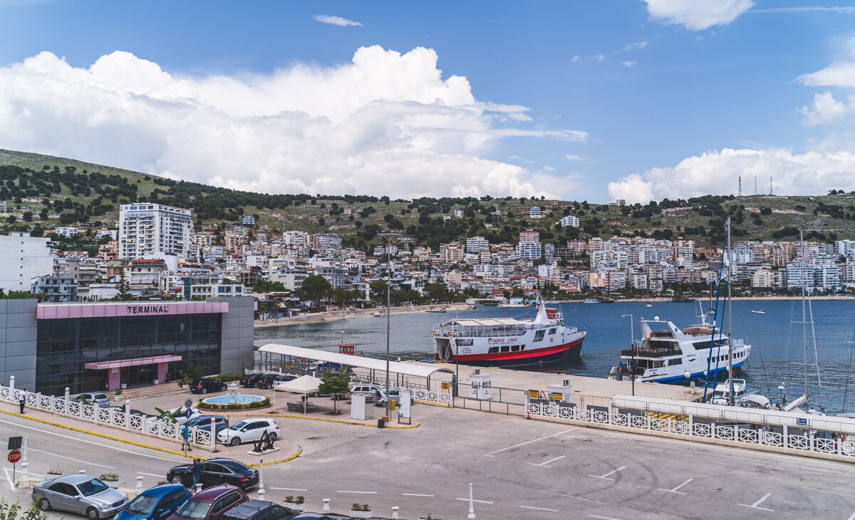 Ferries moored at Port of Saranda, Albania