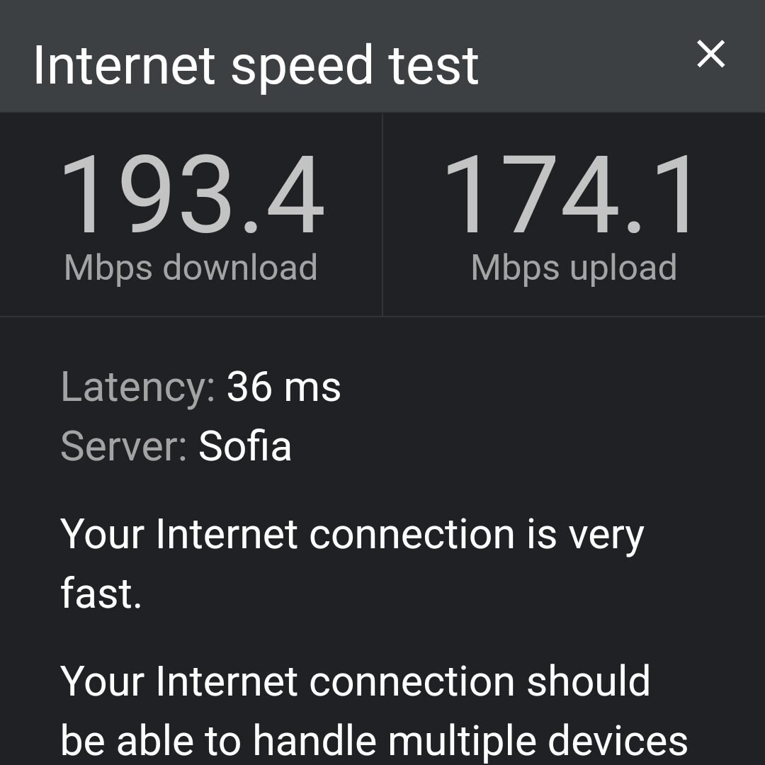 screenshot of speedtest