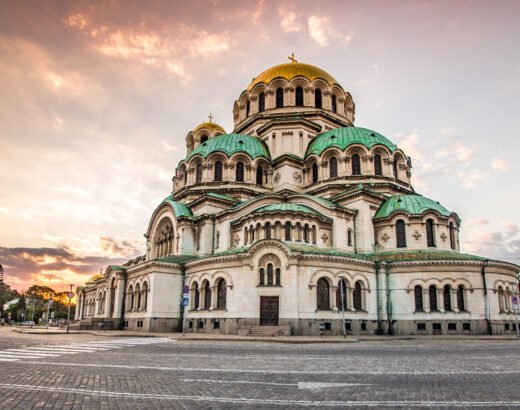 St. Alexander Nevsky Cathedral, Sofia Bulgaria at sunset