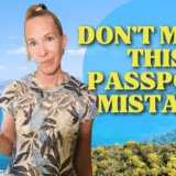 Blonde woman holding passport