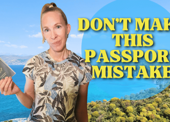 Blonde woman holding passport